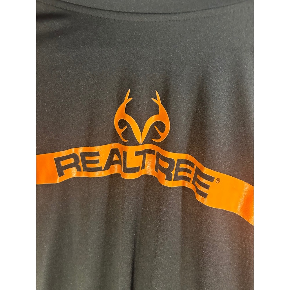 Realtree Mens Large Black Orange Camo Performance T-Shirt Staghorn Creek Hunting - Picture 1 of 4